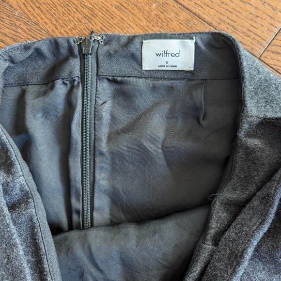 Wilfred Aritzia Wool Cashmere Front Twist Tie Mini Skirt Gray Herringbone Sz 6 - Picture 5 of 10